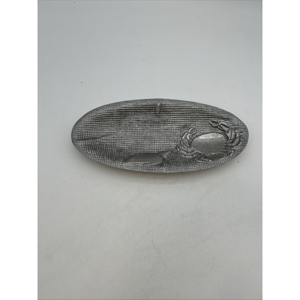 IHI Serving Platter Trays Textured Crab Seashell Pewter 10"x5